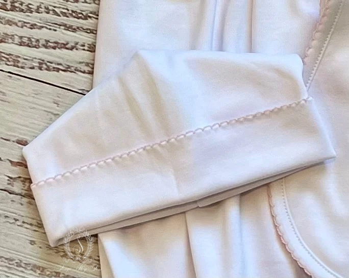 Picot Trimmed Gown (White with Pink)