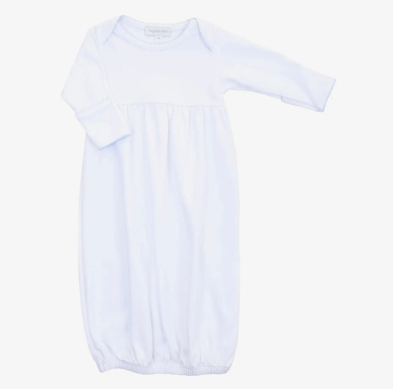Picot Trimmed Gown (White with Blue)
