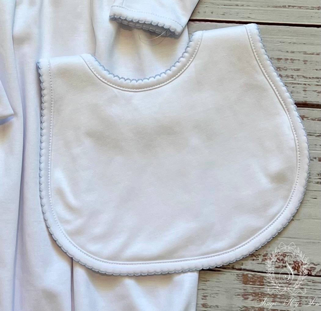 Picot Trimmed Gown (White with Blue)