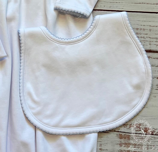 Picot Trimmed Gown (White with Blue)