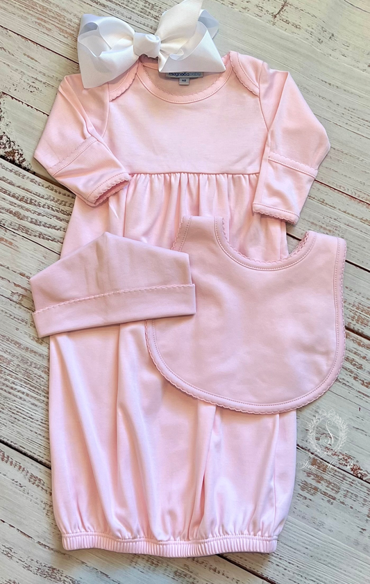 Picot Trimmed Gown (Solid Pink)