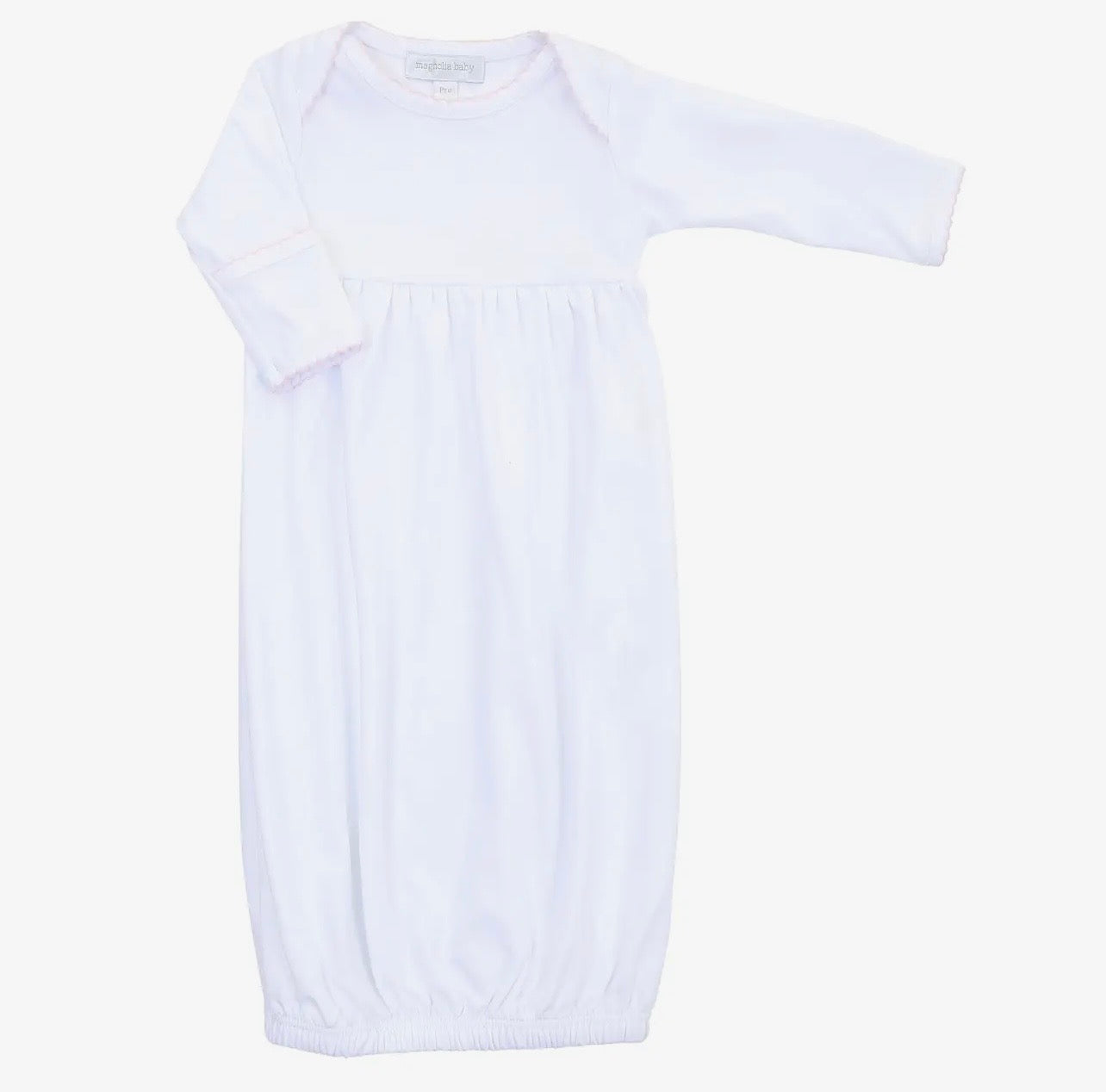 Picot Trimmed Gown (White with Pink)