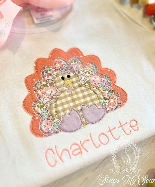 Turkey Girl Applique Name Shirt