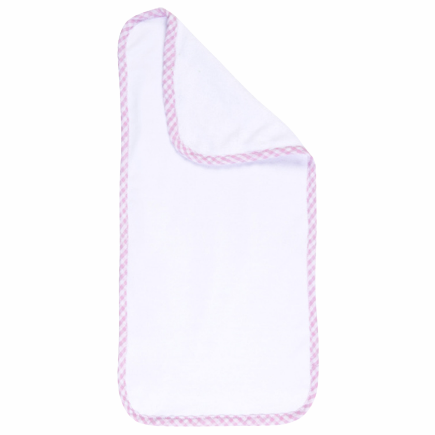 Gingham Border Bib & Burp Cloth (Pink)