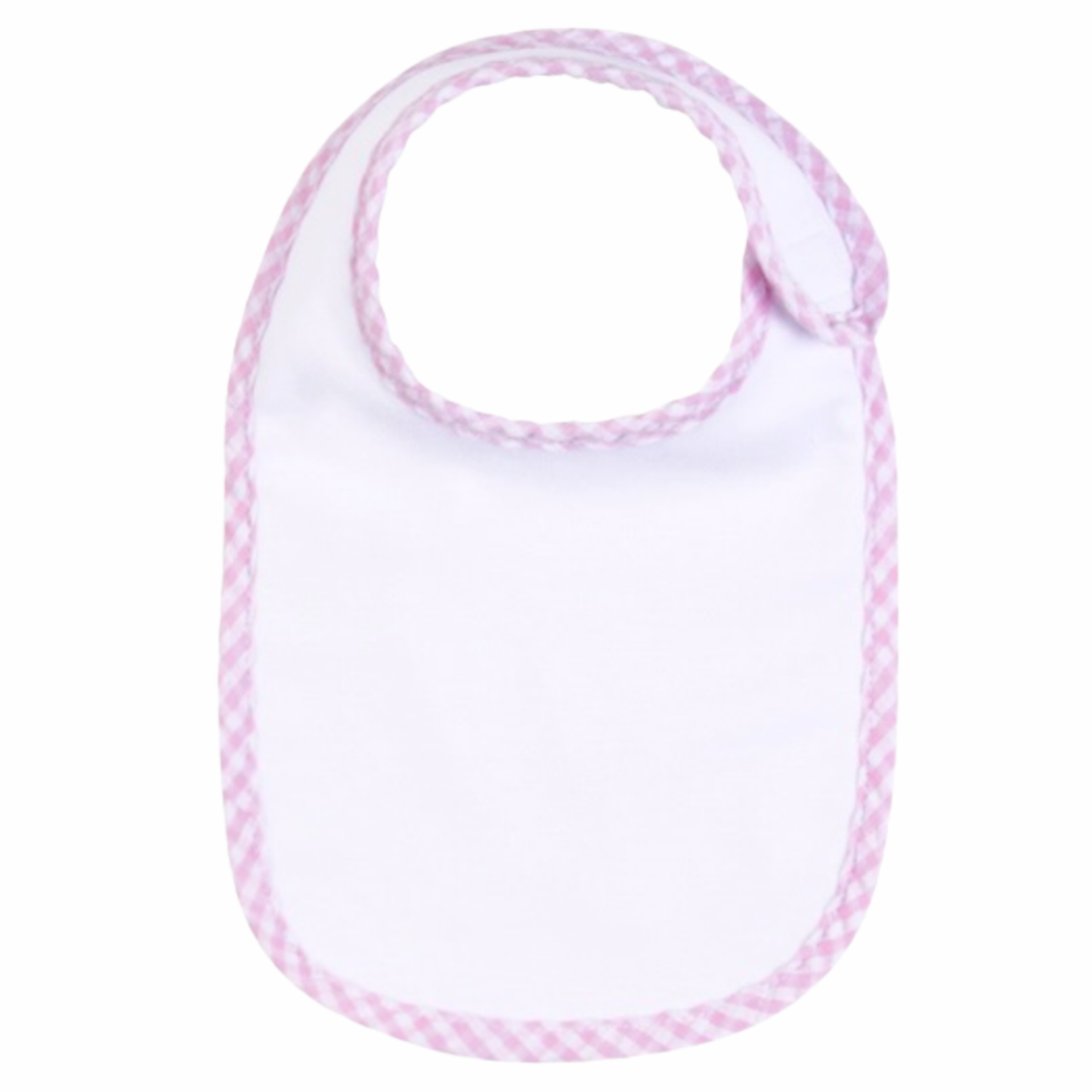 Gingham Border Bib & Burp Cloth (Pink)