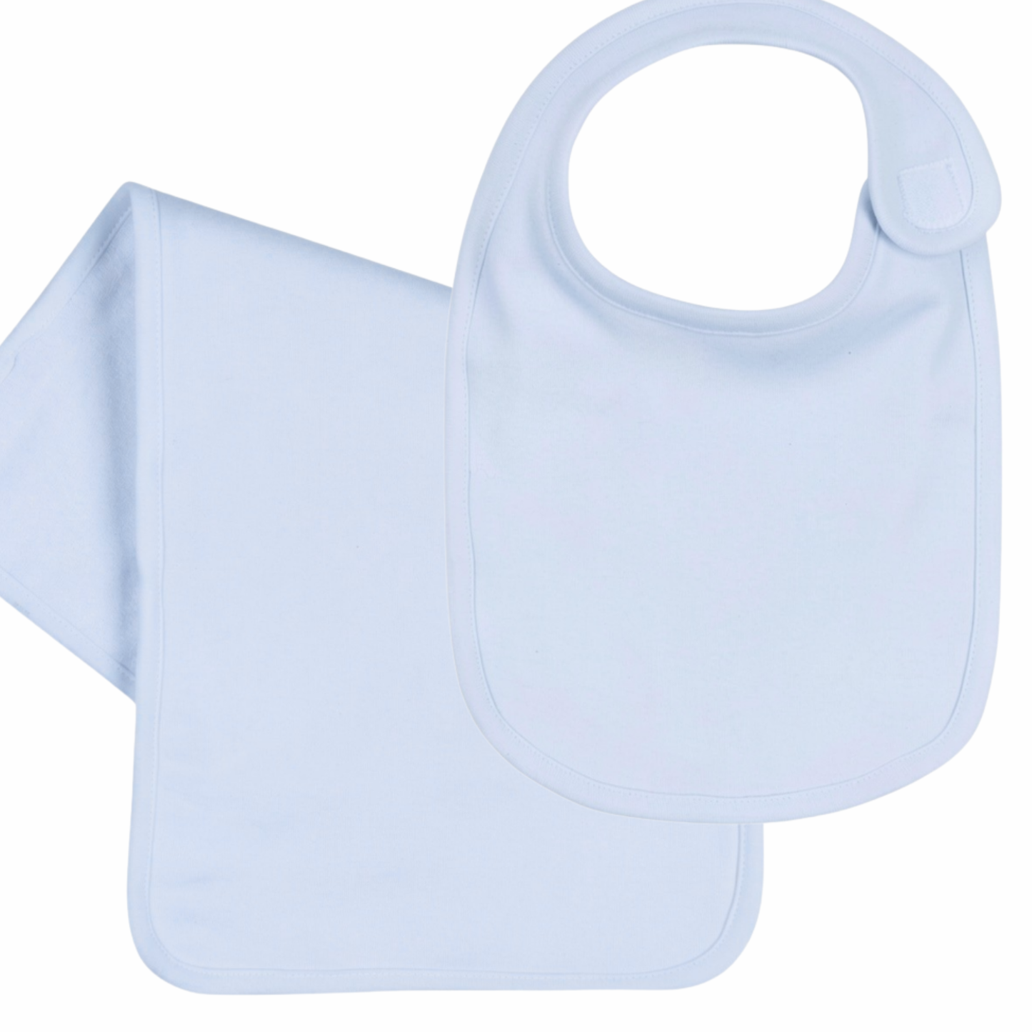 Solid Blue Bib & Burp Cloth