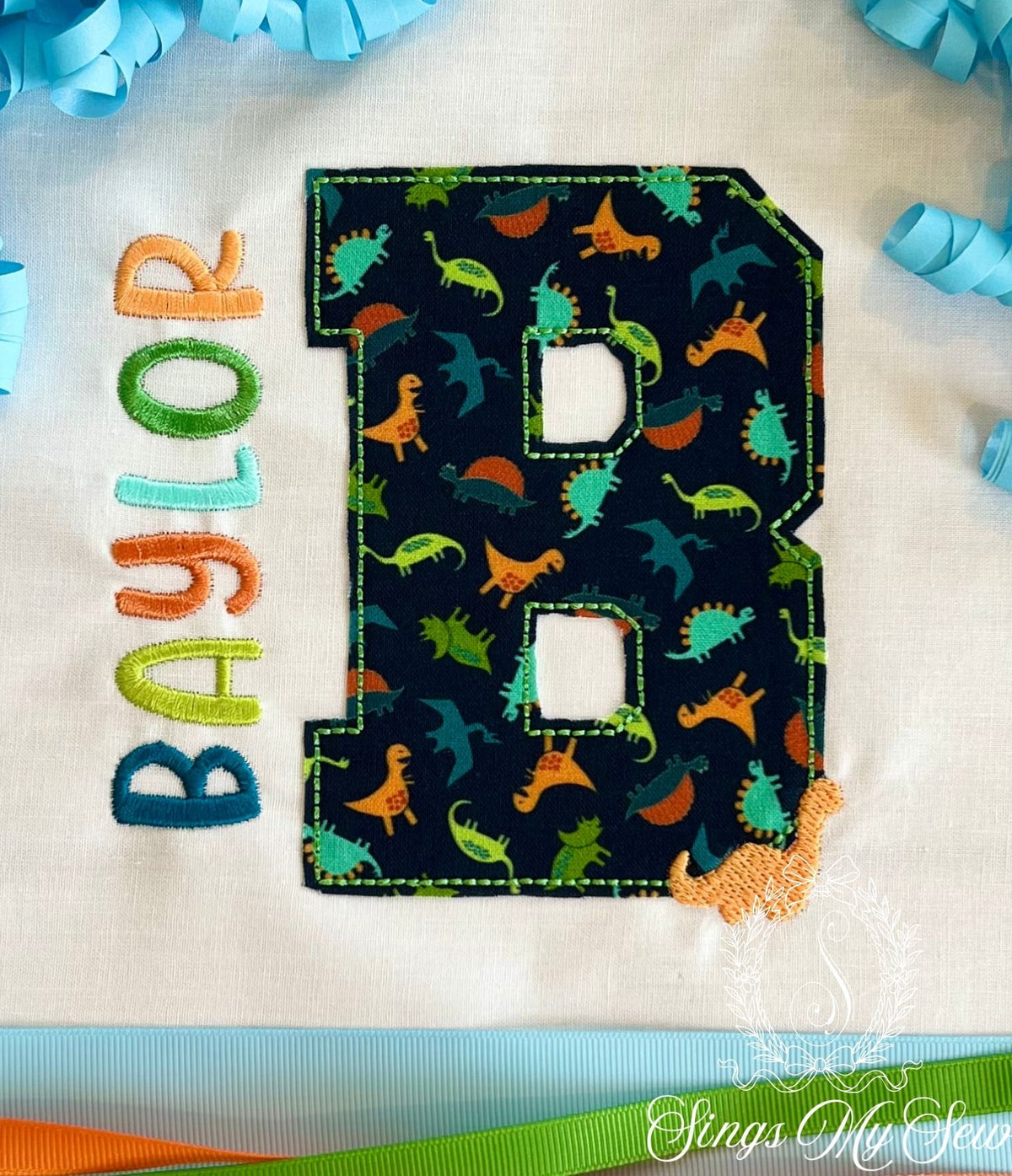 Dino Initial Applique Name Shirt