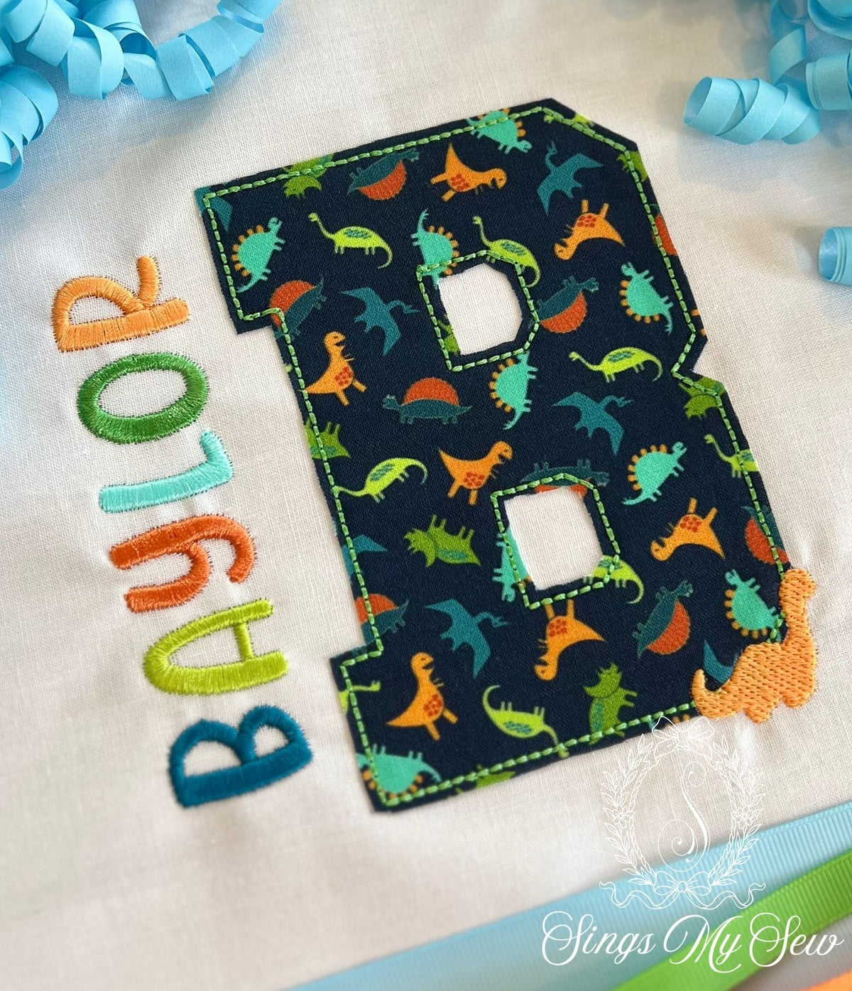 Dino Initial Applique Name Shirt