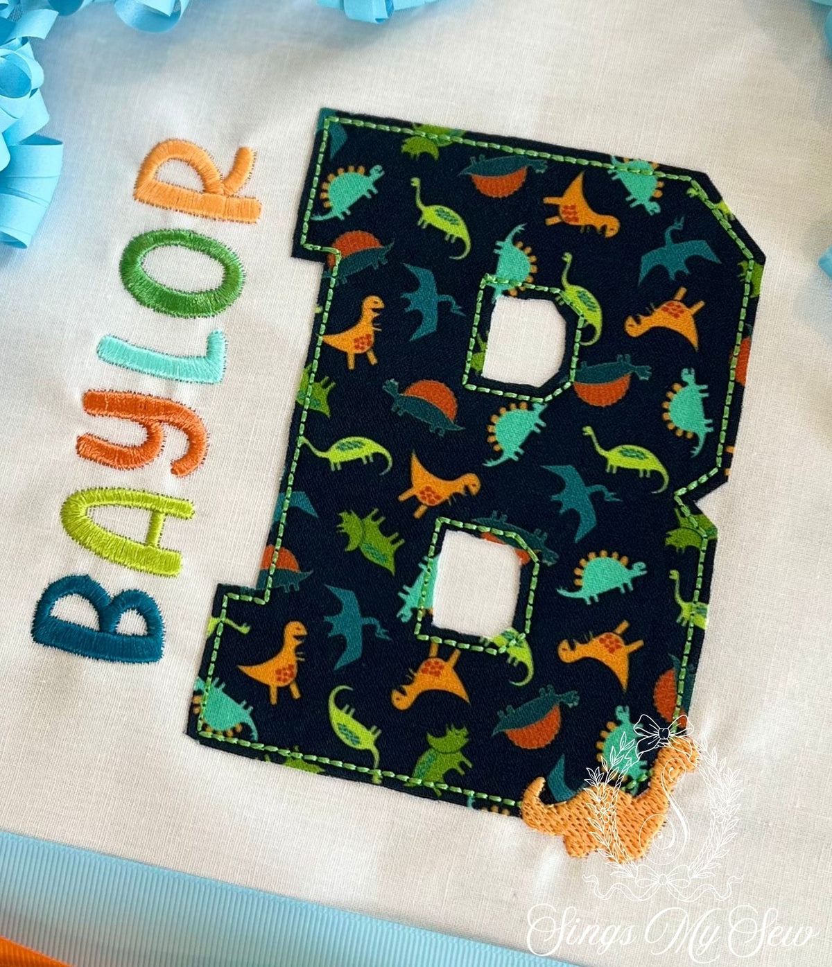 Dino Initial Applique Name Shirt