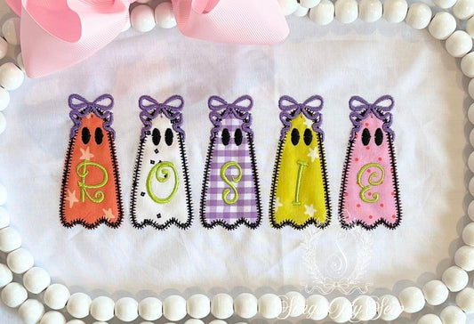 Ghost Name Applique Girls Shirt