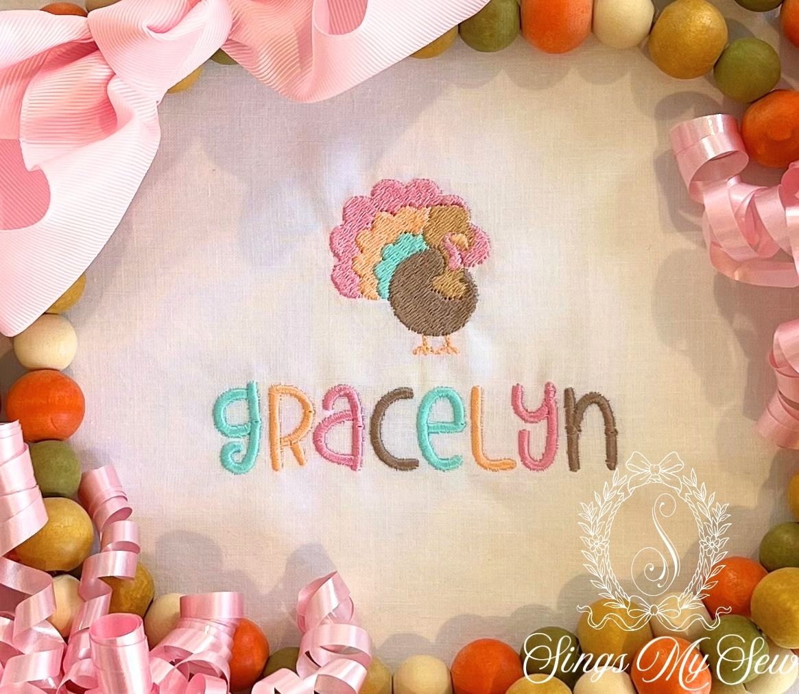Turkey Multi Color Girls Name Shirt