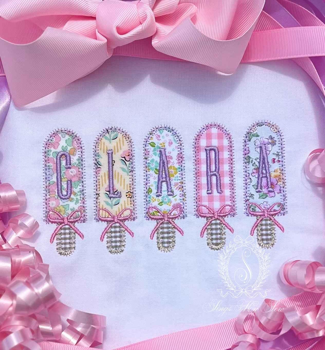 Popsicle Applique Name Puff Short Sleeve Shirt
